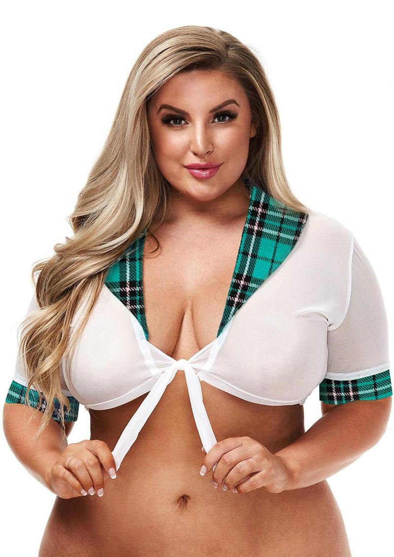 Teacher's Pet White/Plaid Combination Schoolgirl Top