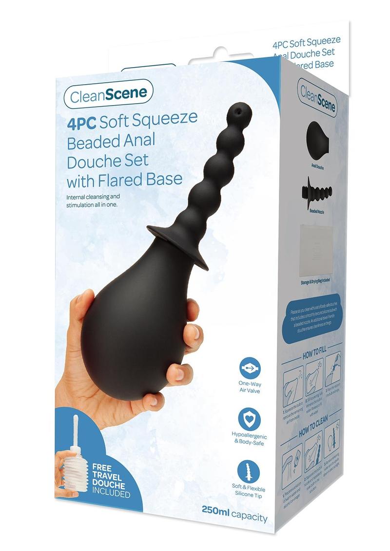 CS 250ml Soft Squeeze Beaded Anal Douche - Black