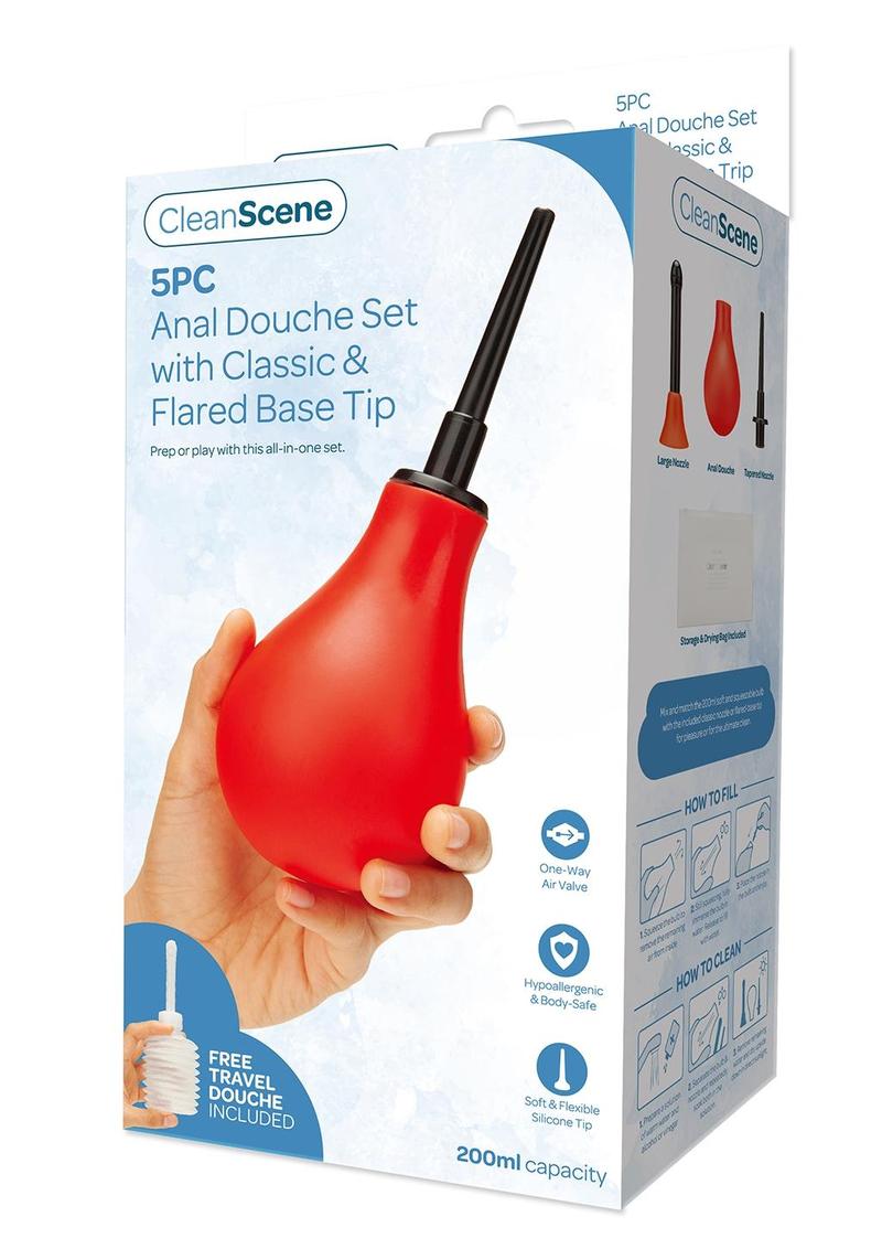 CS 3pc 200ml Douche Set Including Bulb - Black/Red