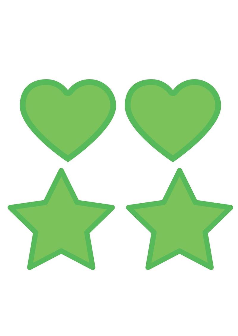 Green Glow In The Dark Hearts and Stars - Glow In The Dark/Green