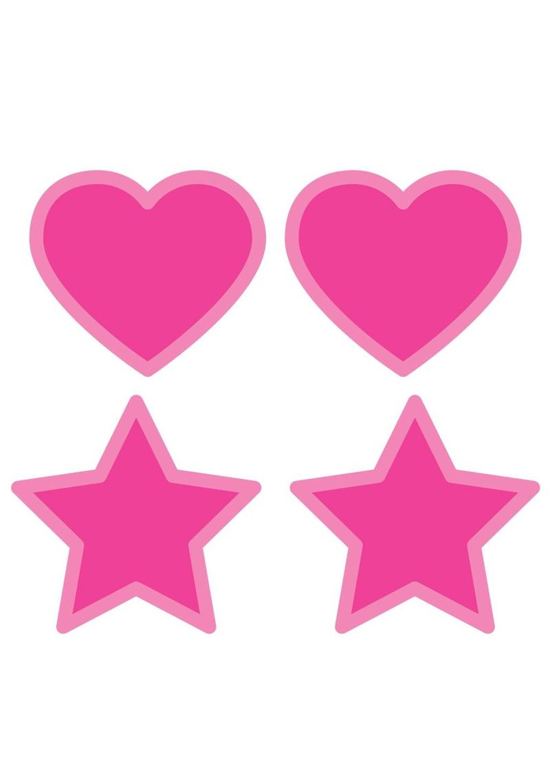 Hot Pink Glow In The Dark Hearts and Stars - Glow In The Dark/Pink