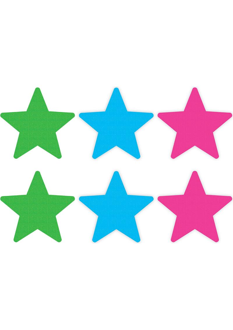 Neon Star - Blue/Green/Pink - 3pk