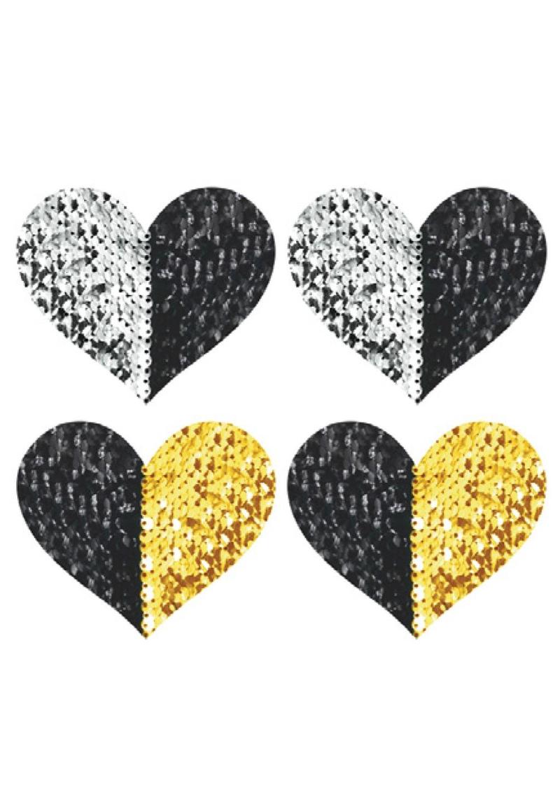 Reversible Sequin Hearts - Black/Gold/Silver