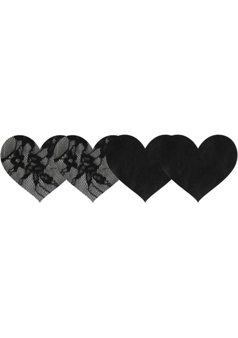 Satin and Lace Hearts - Black