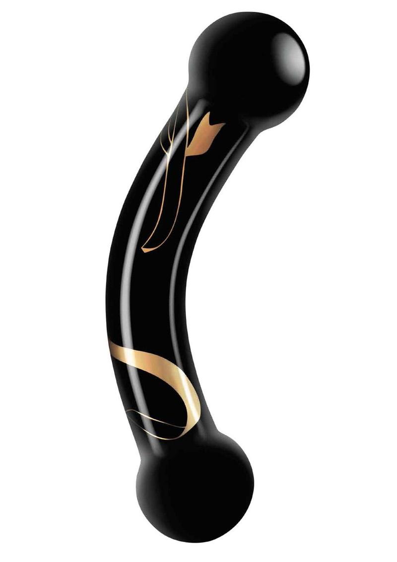 Secret Kisses 5.5 Handblown Double Ended Dildo - Black/Gold