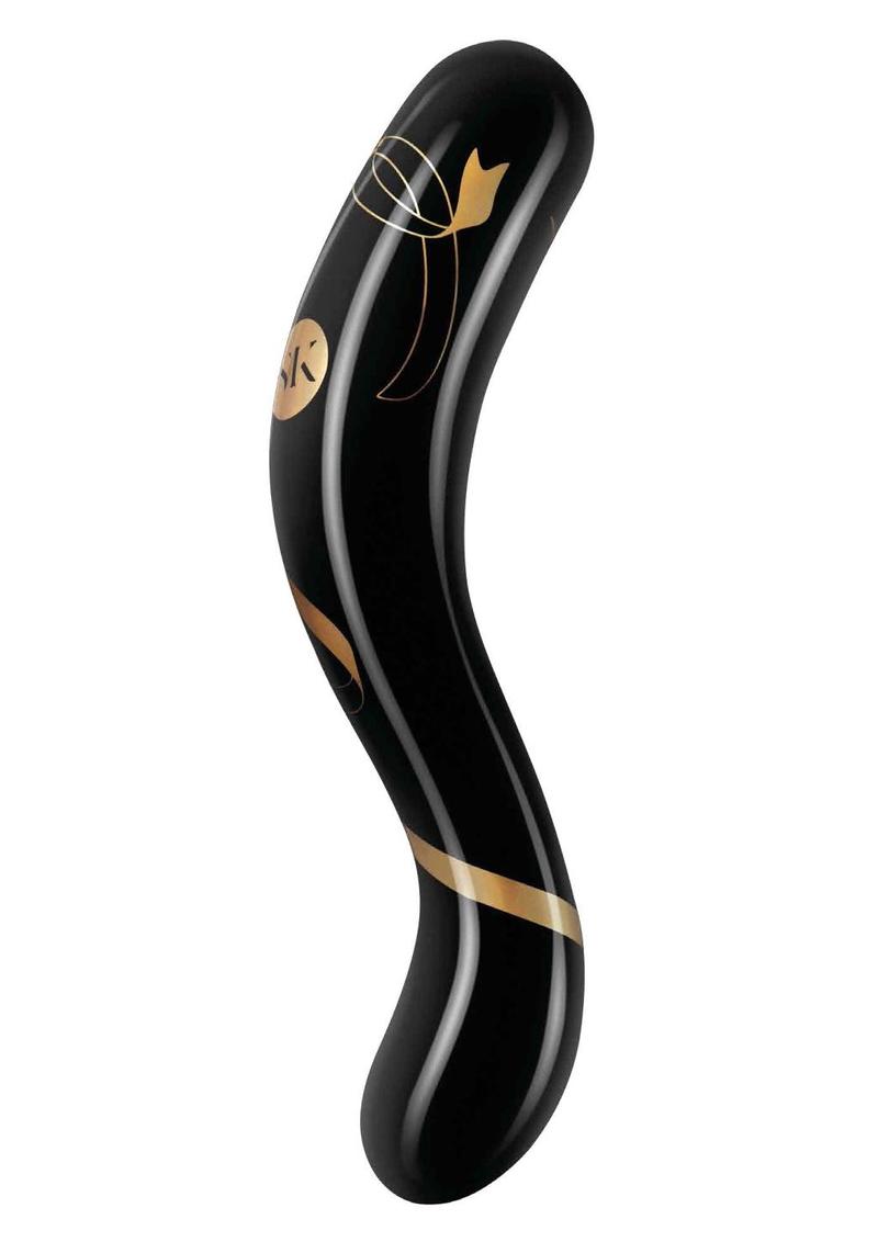 Secret Kisses 7' Handblown Double Ended Dildo - Black/Gold