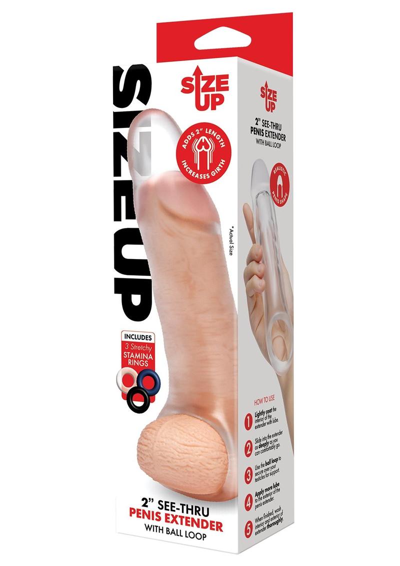 Su Clr Penis Xtndr W/ Ball Loop-Girthy - Clear