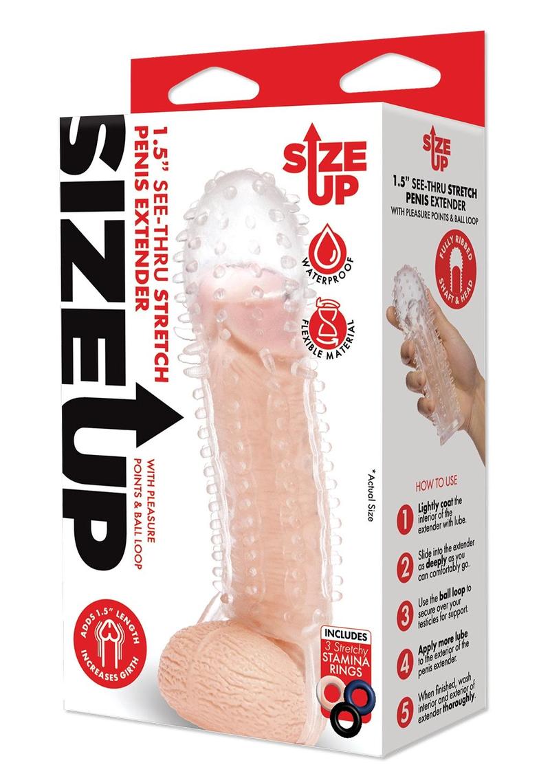 Su Clr Textured Penis Xtndr W/ Ball Loop - Clear