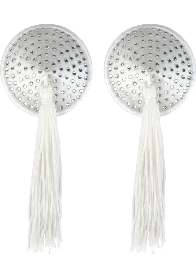 White Satin with White Stone and Tassel - White